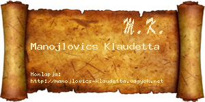 Manojlovics Klaudetta névjegykártya